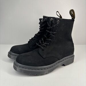 Dr. Martens 1460 Mono Men's 5 Women's 6 Black Milled Nubuck Leather Lace-Up Boot